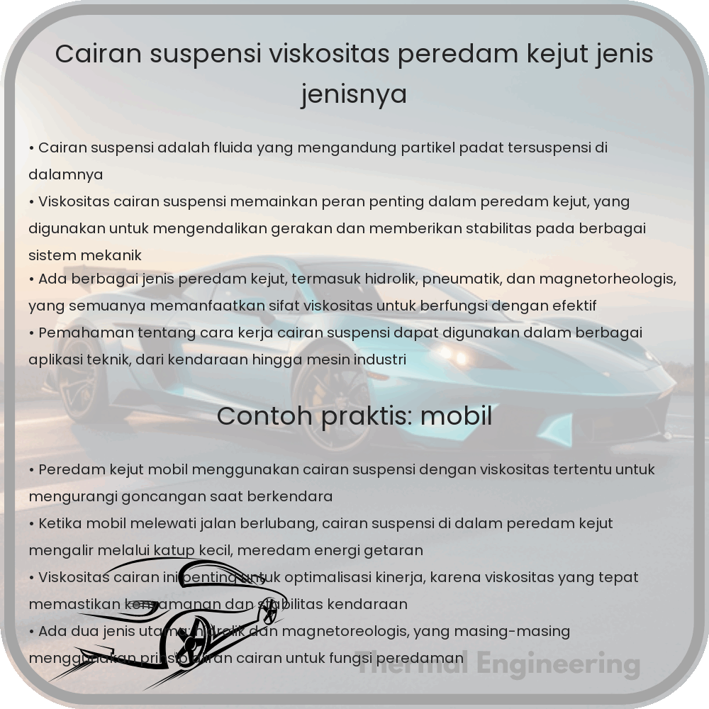 Cairan Suspensi | Viskositas, Peredam Kejut & Jenis-Jenisnya