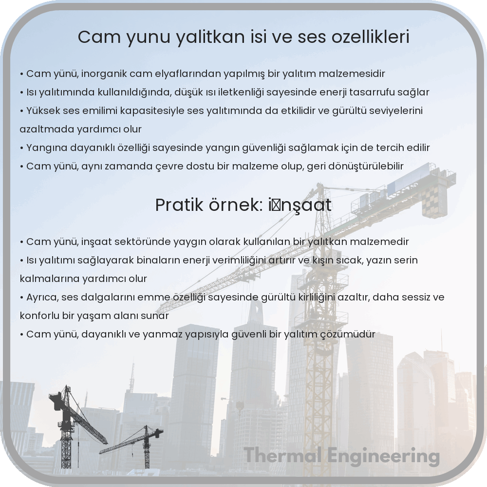 Cam Yünü | Yalıtkan, Isı ve Ses Özellikleri