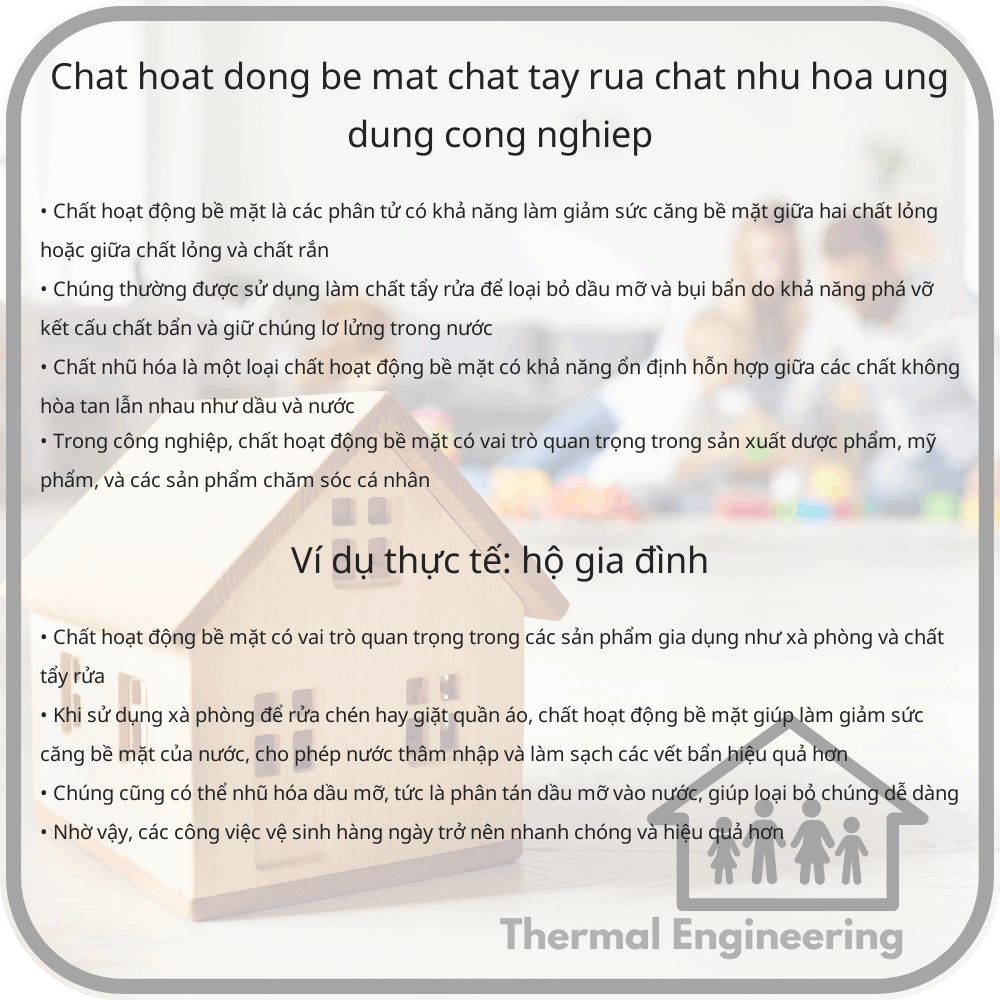 Chất Hoạt Động Bề Mặt | Chất Tẩy Rửa, Chất Nhũ Hóa & Ứng Dụng Công Nghiệp
