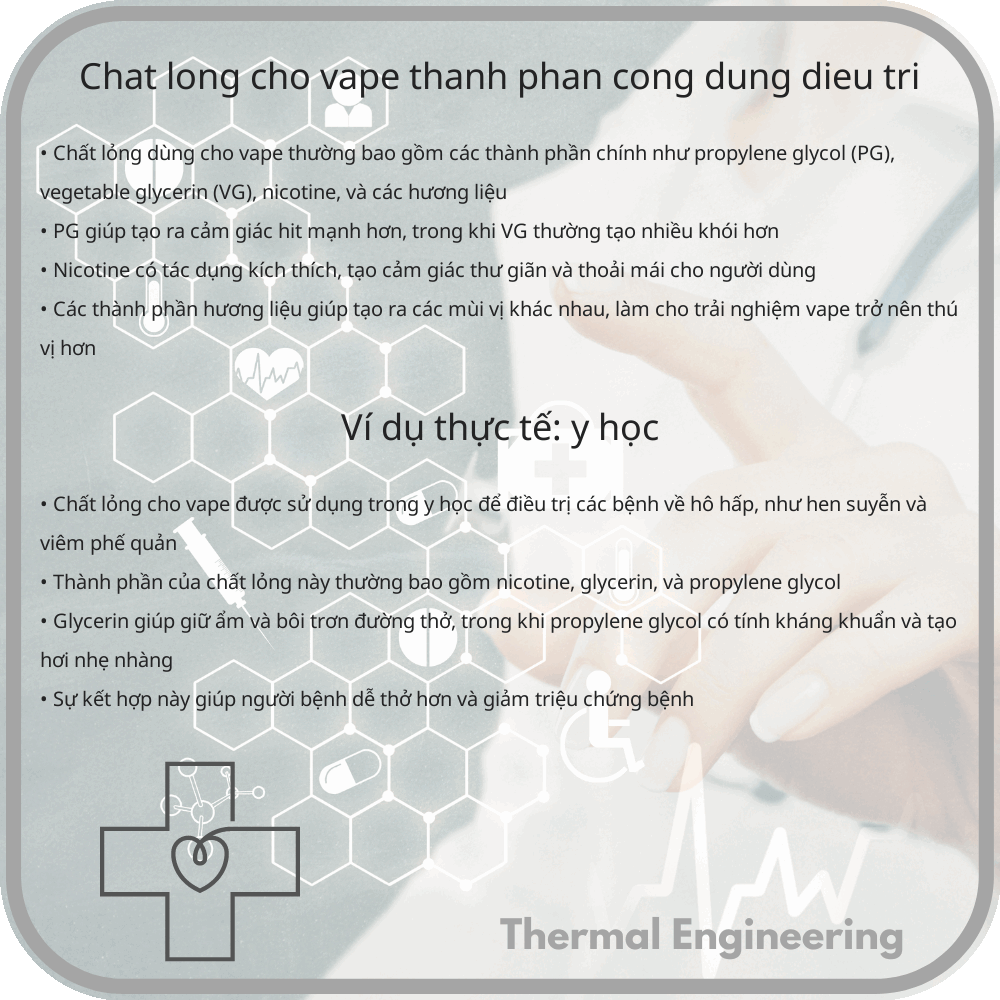 Chất Lỏng cho Vape | Thành Phần & Công Dụng Điều Trị