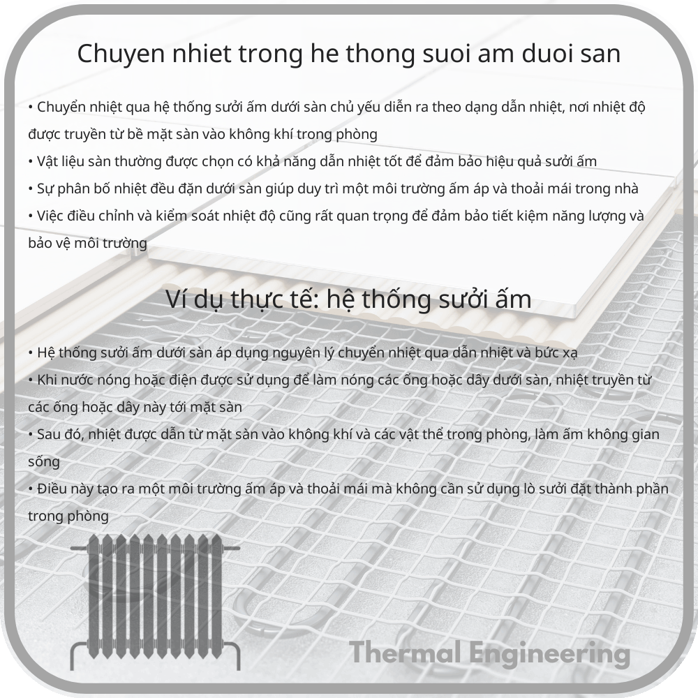 Chuyển nhiệt trong hệ thống sưởi ấm dưới sàn