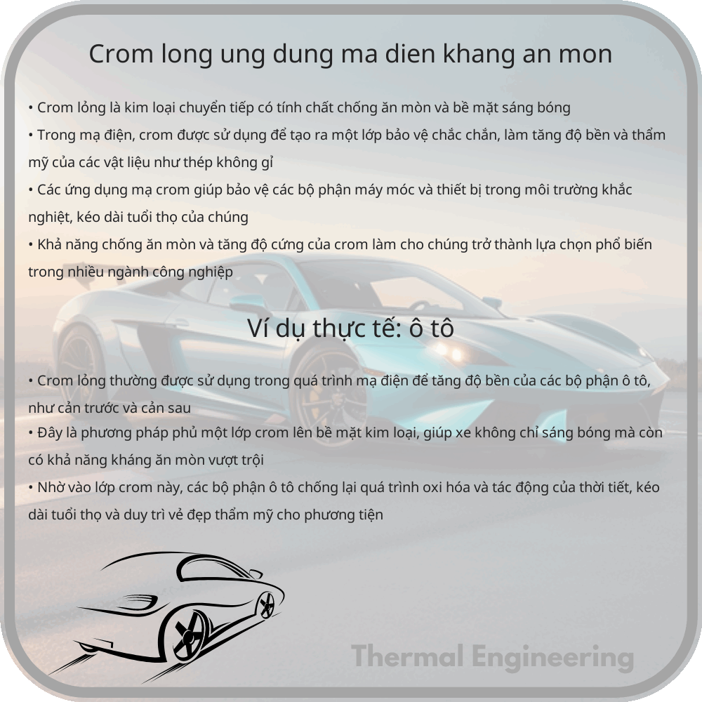Crom Lỏng | Ứng Dụng Mạ Điện, Kháng Ăn Mòn