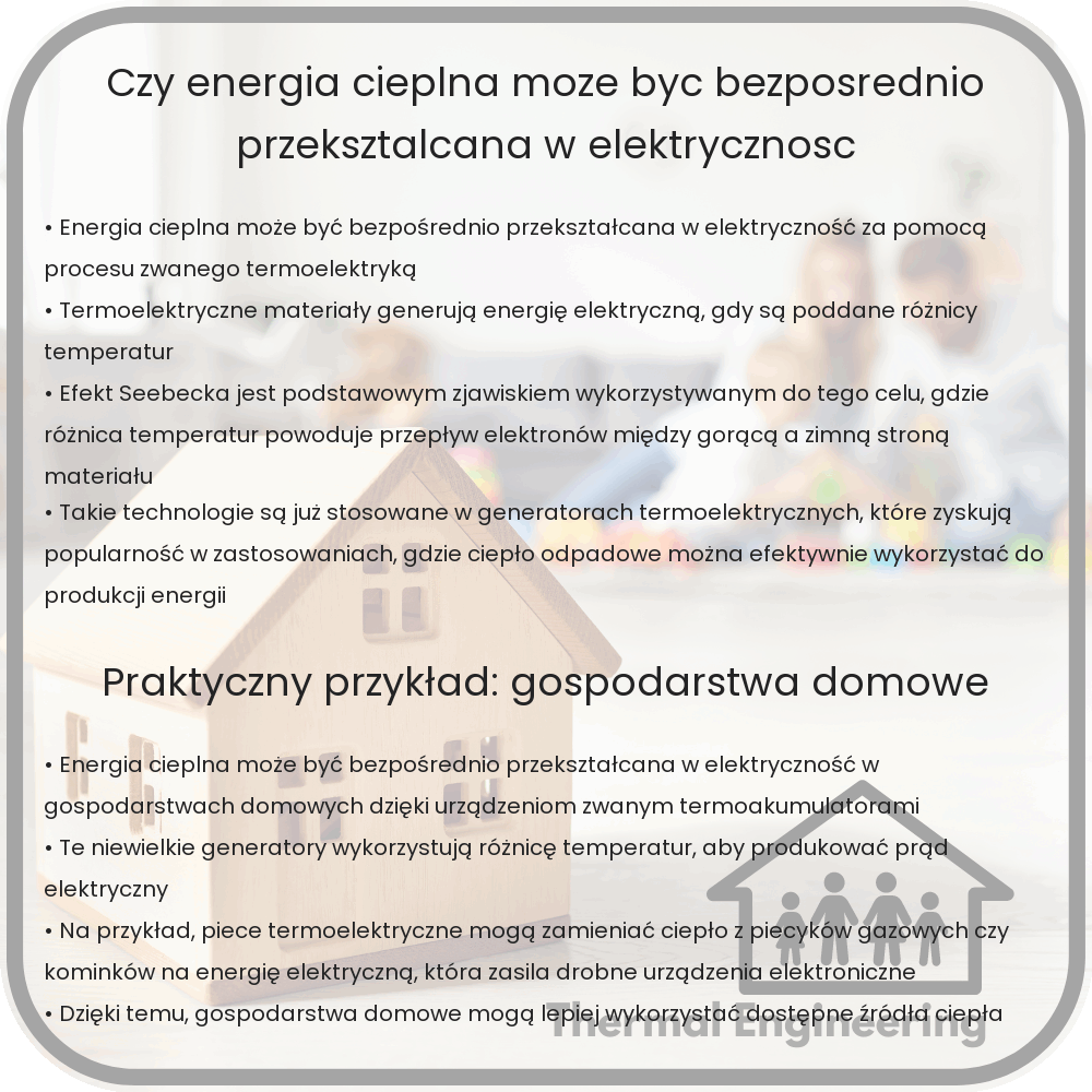 Czy energia cieplna może być bezpośrednio przekształcana w elektryczność