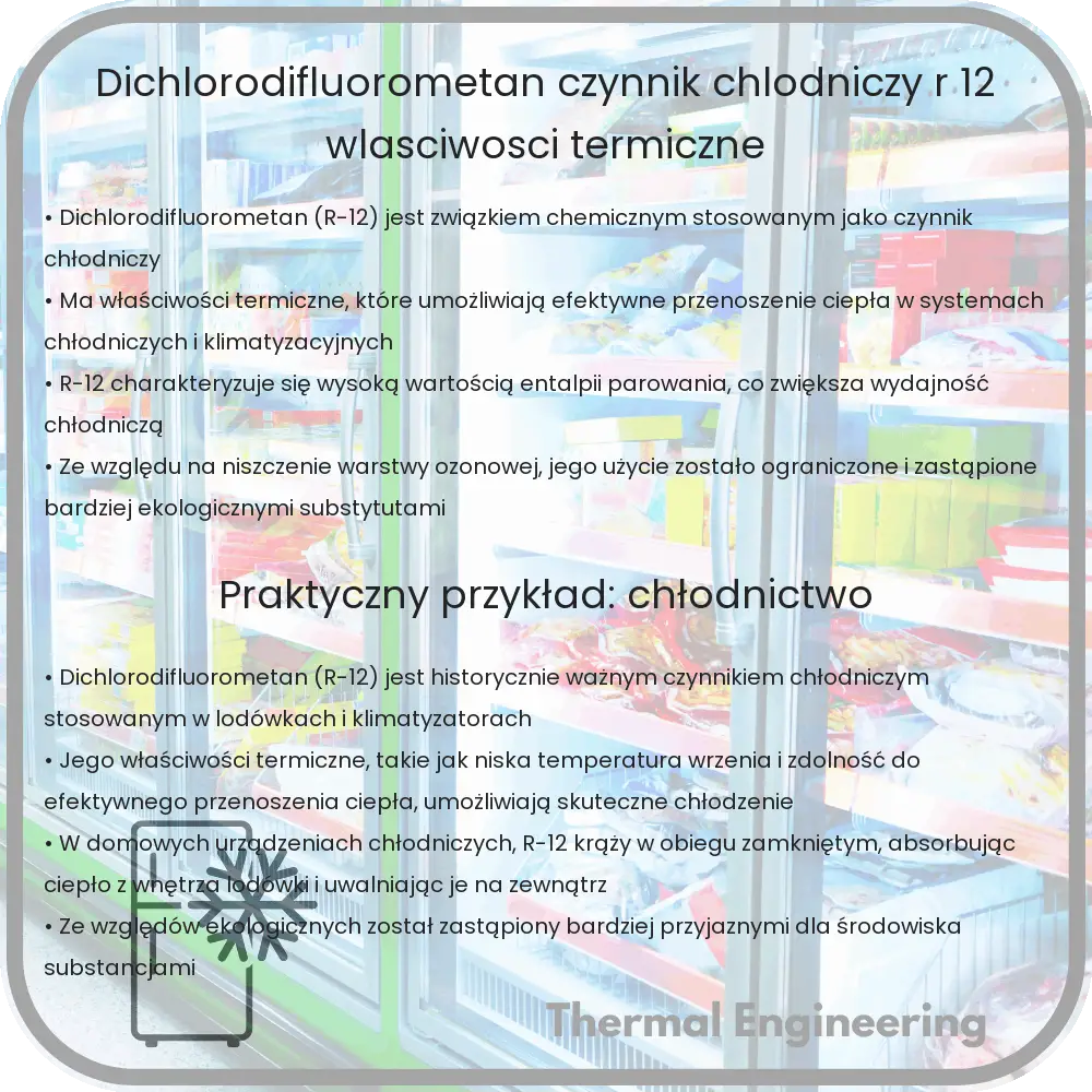 Dichlorodifluorometan | Czynnik chłodniczy R-12, Właściwości termiczne