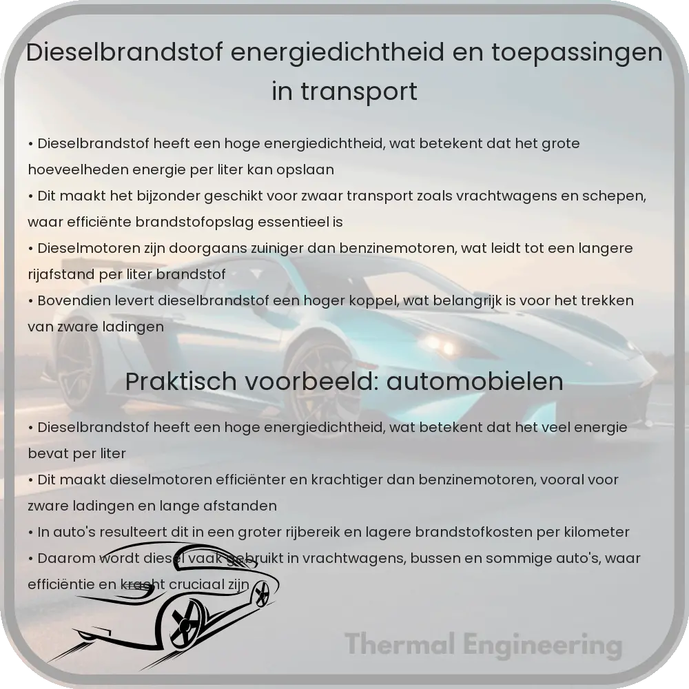 Dieselbrandstof | Energiedichtheid en Toepassingen in Transport