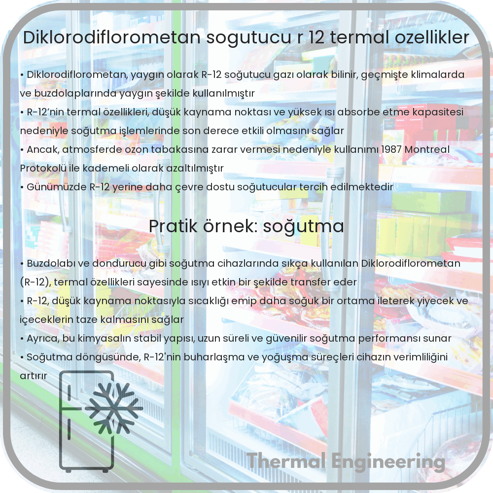 Diklorodiflorometan | Soğutucu R-12, Termal Özellikler