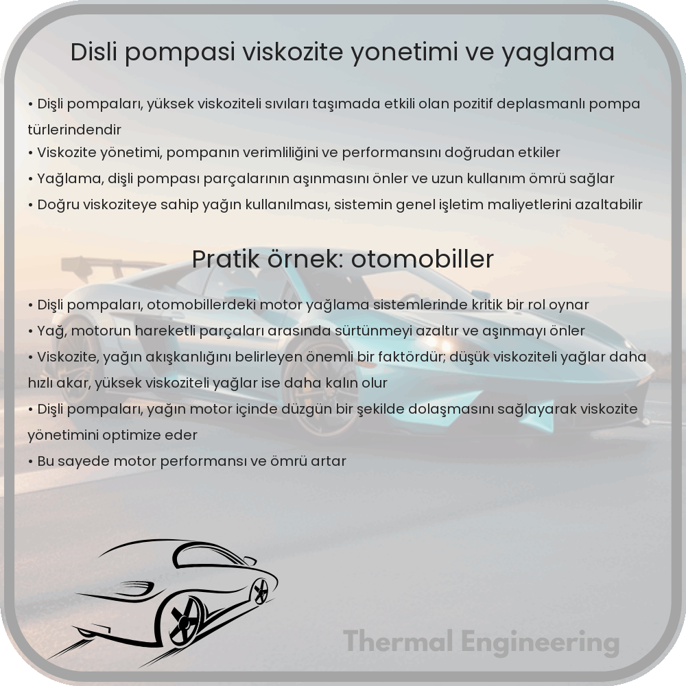 Dişli Pompası | Viskozite Yönetimi ve Yağlama