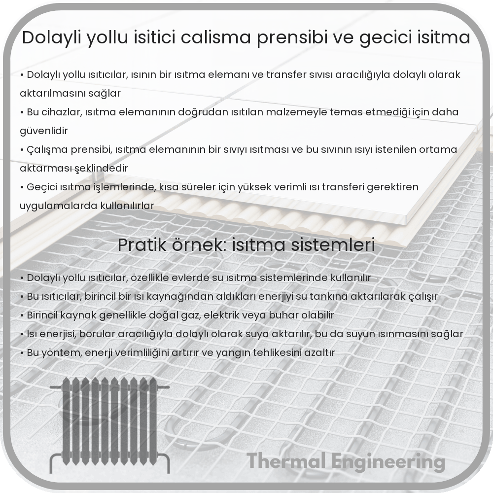 Dolaylı Yollu Isıtıcı | Çalışma Prensibi ve Geçici Isıtma
