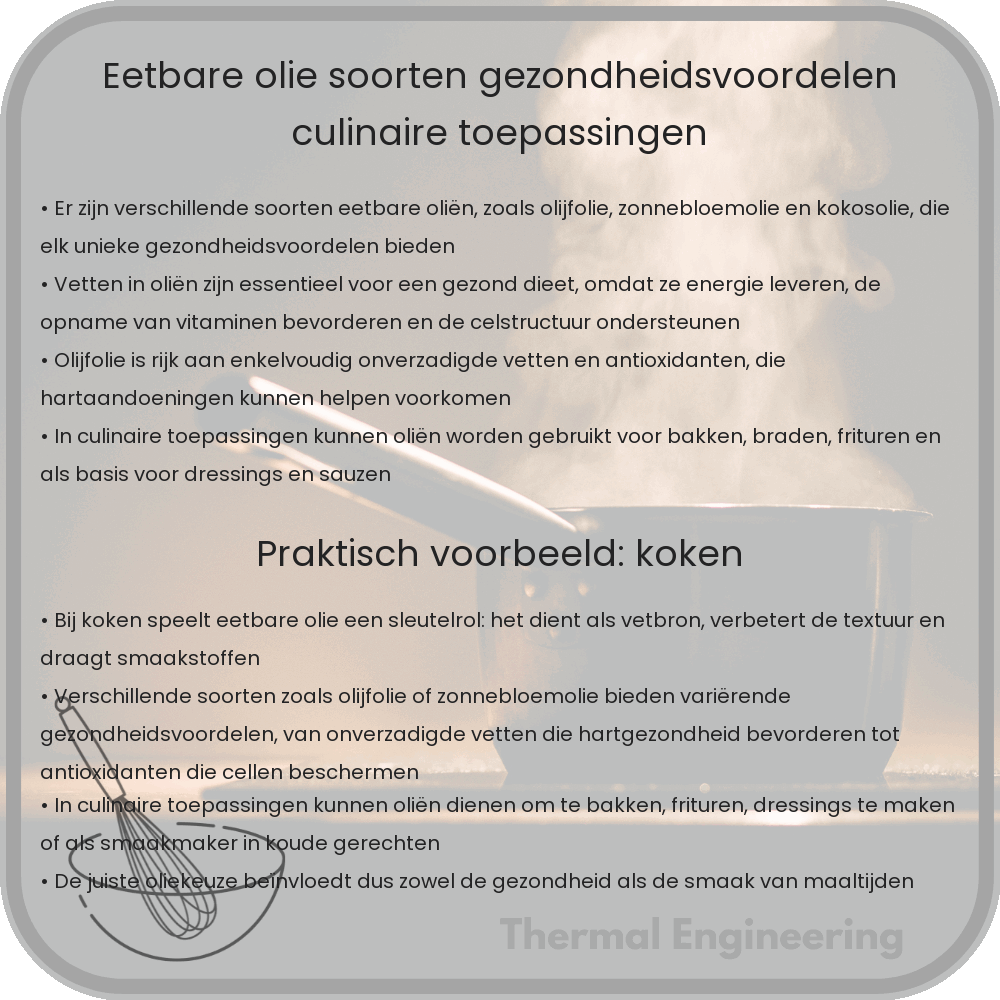 Eetbare Olie | Soorten, Gezondheidsvoordelen & Culinaire Toepassingen