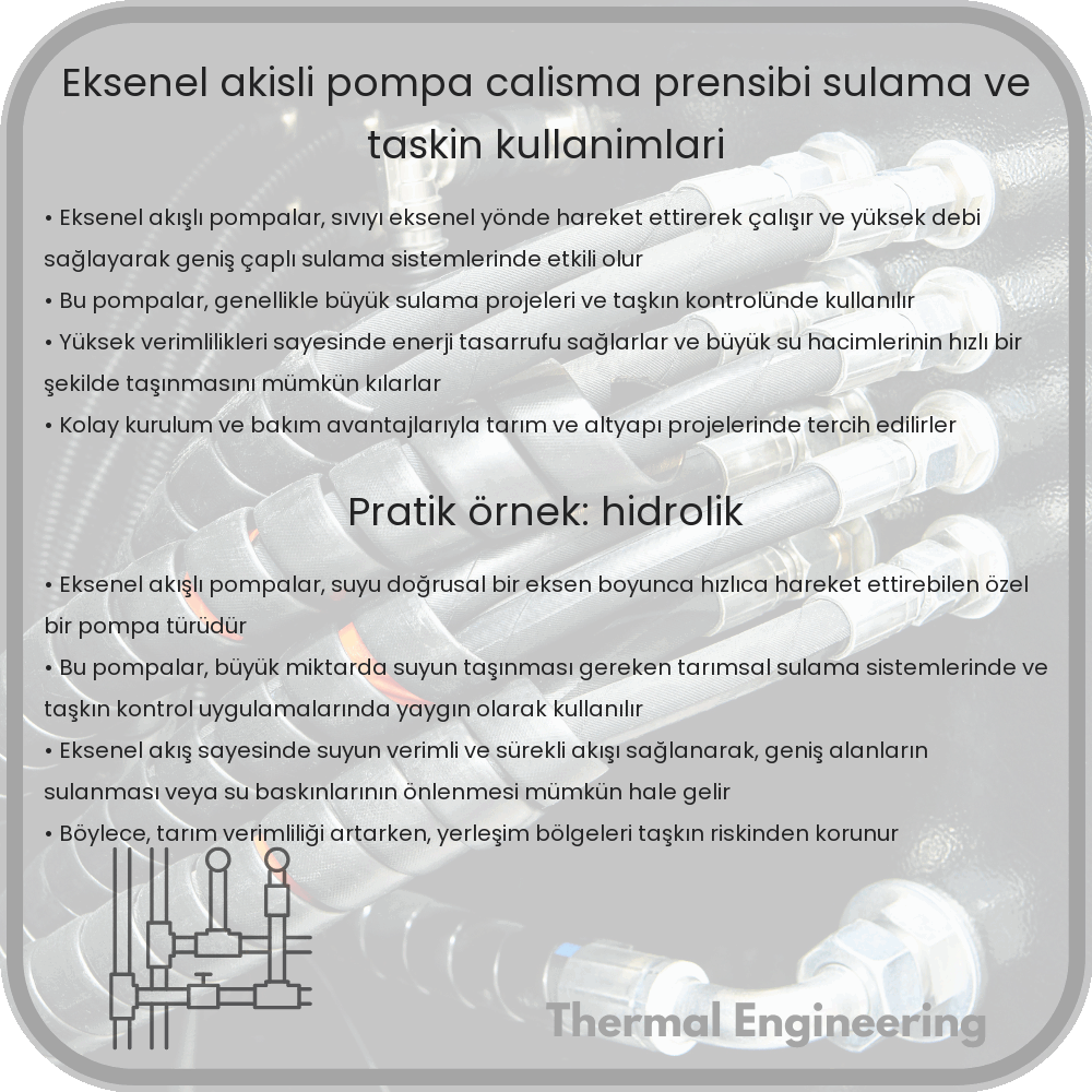 Eksenel Akışlı Pompa | Çalışma Prensibi, Sulama ve Taşkın Kullanımları