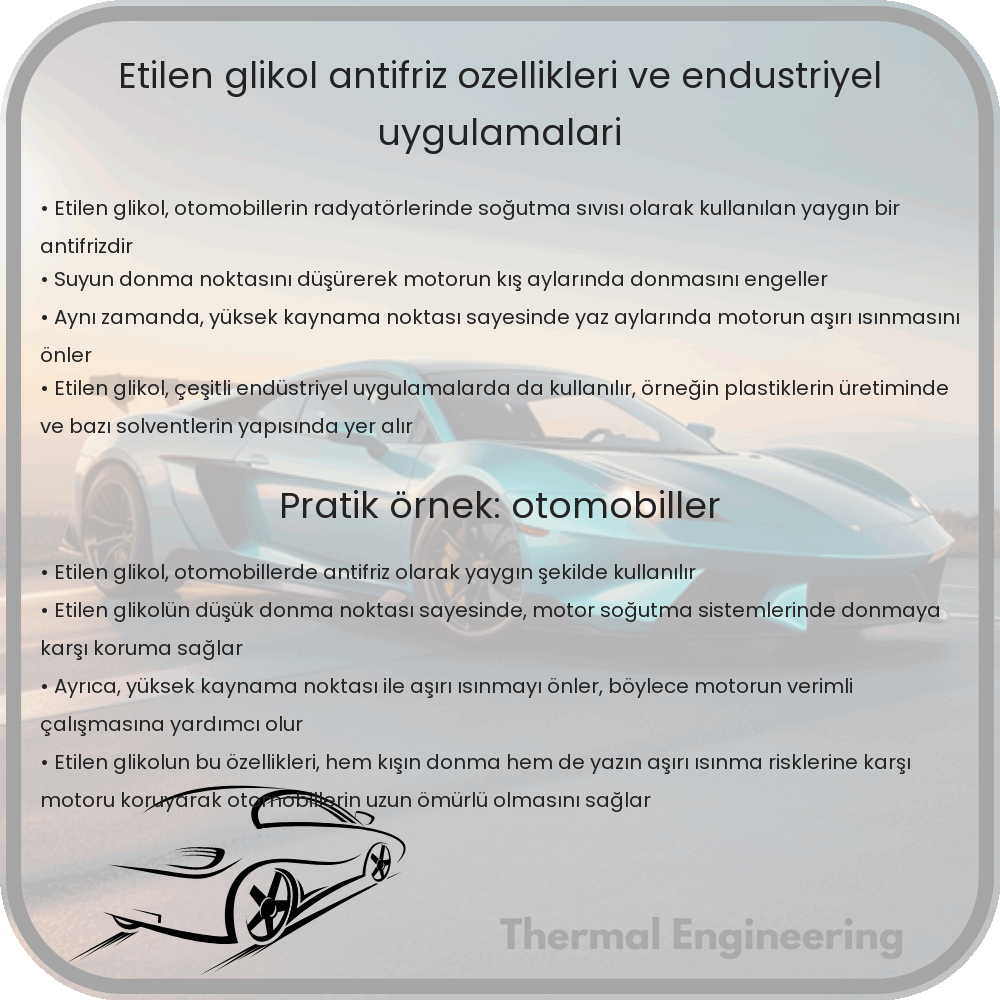 Etilen Glikol | Antifriz Özellikleri ve Endüstriyel Uygulamaları