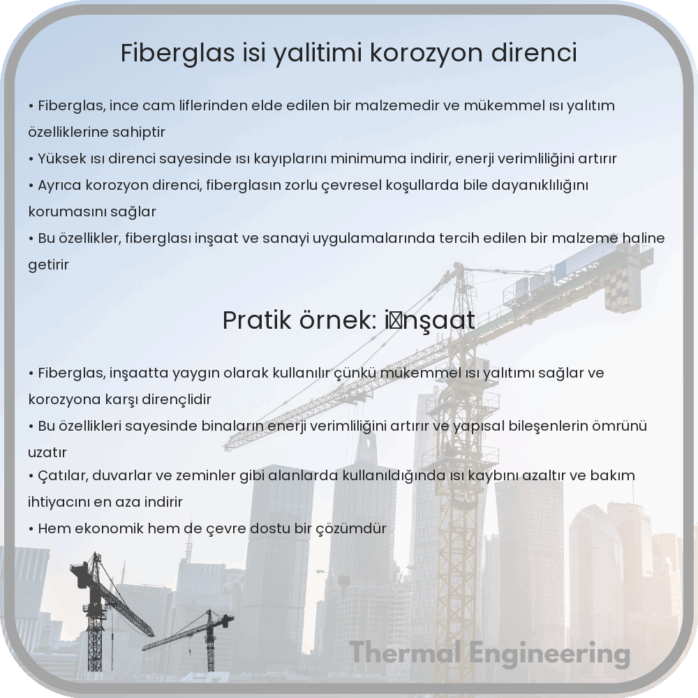 Fiberglas | Isı Yalıtımı, Korozyon Direnci