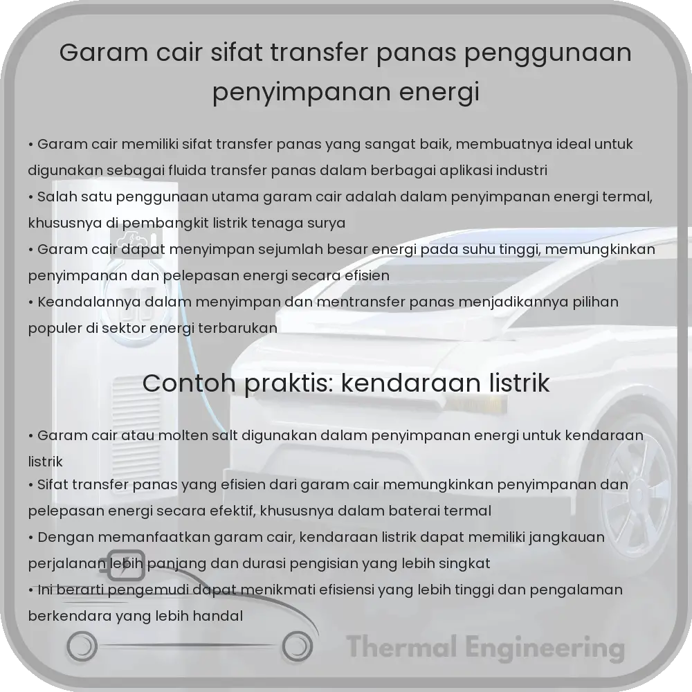 Garam Cair | Sifat Transfer Panas, Penggunaan Penyimpanan Energi