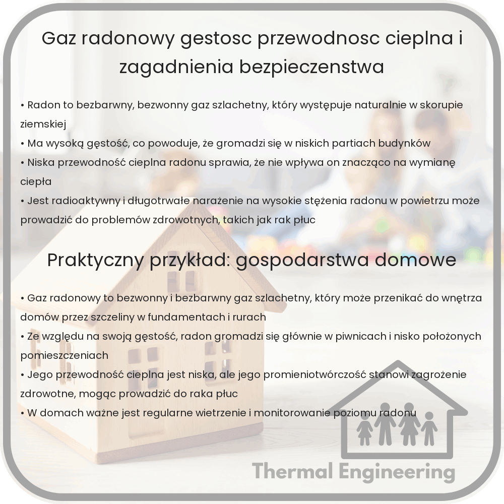 Gaz Radonowy | Gęstość, Przewodność Cieplna i Zagadnienia Bezpieczeństwa