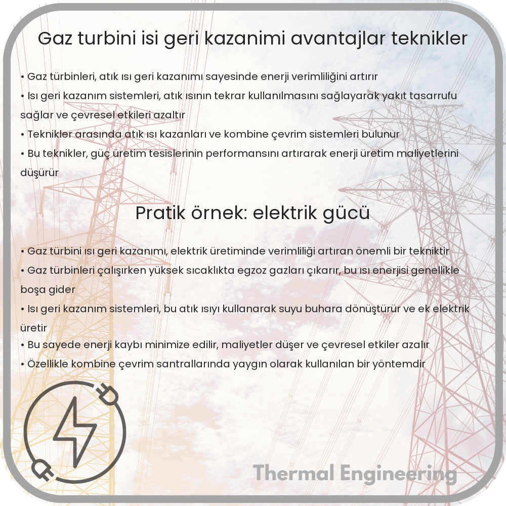 Gaz Türbini Isı Geri Kazanımı | Avantajlar, Teknikler