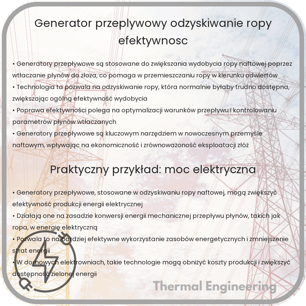 Generator przepływowy | Odzyskiwanie ropy, efektywność