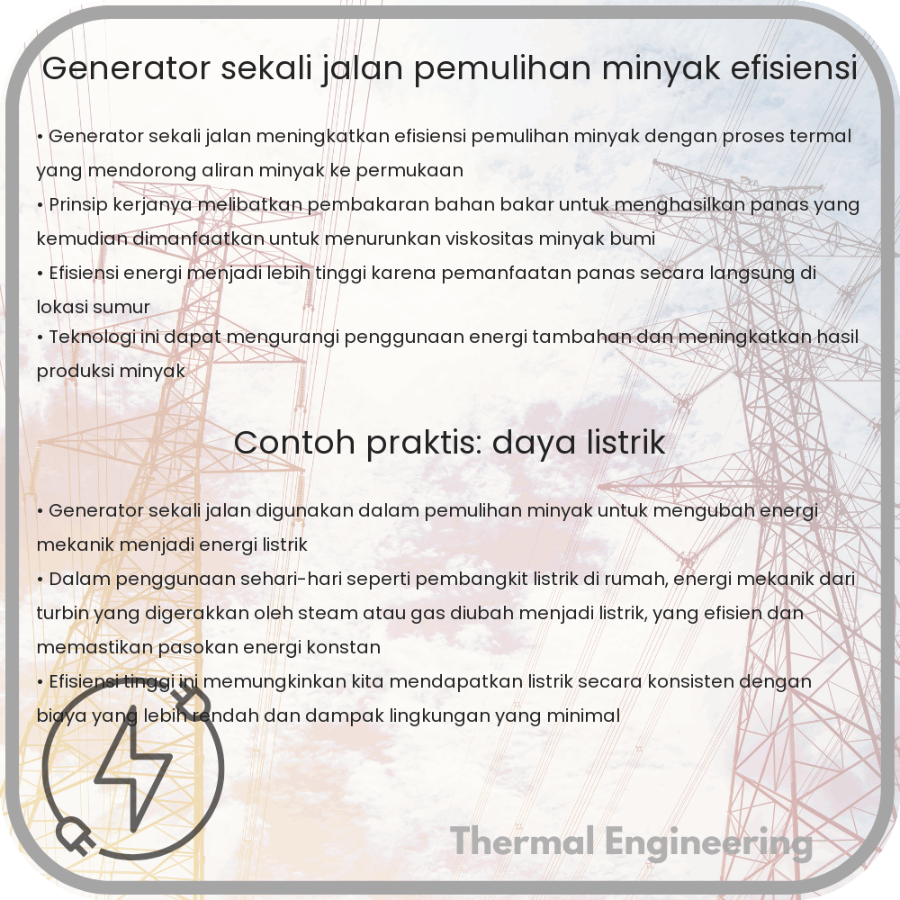 Generator Sekali Jalan | Pemulihan Minyak, Efisiensi