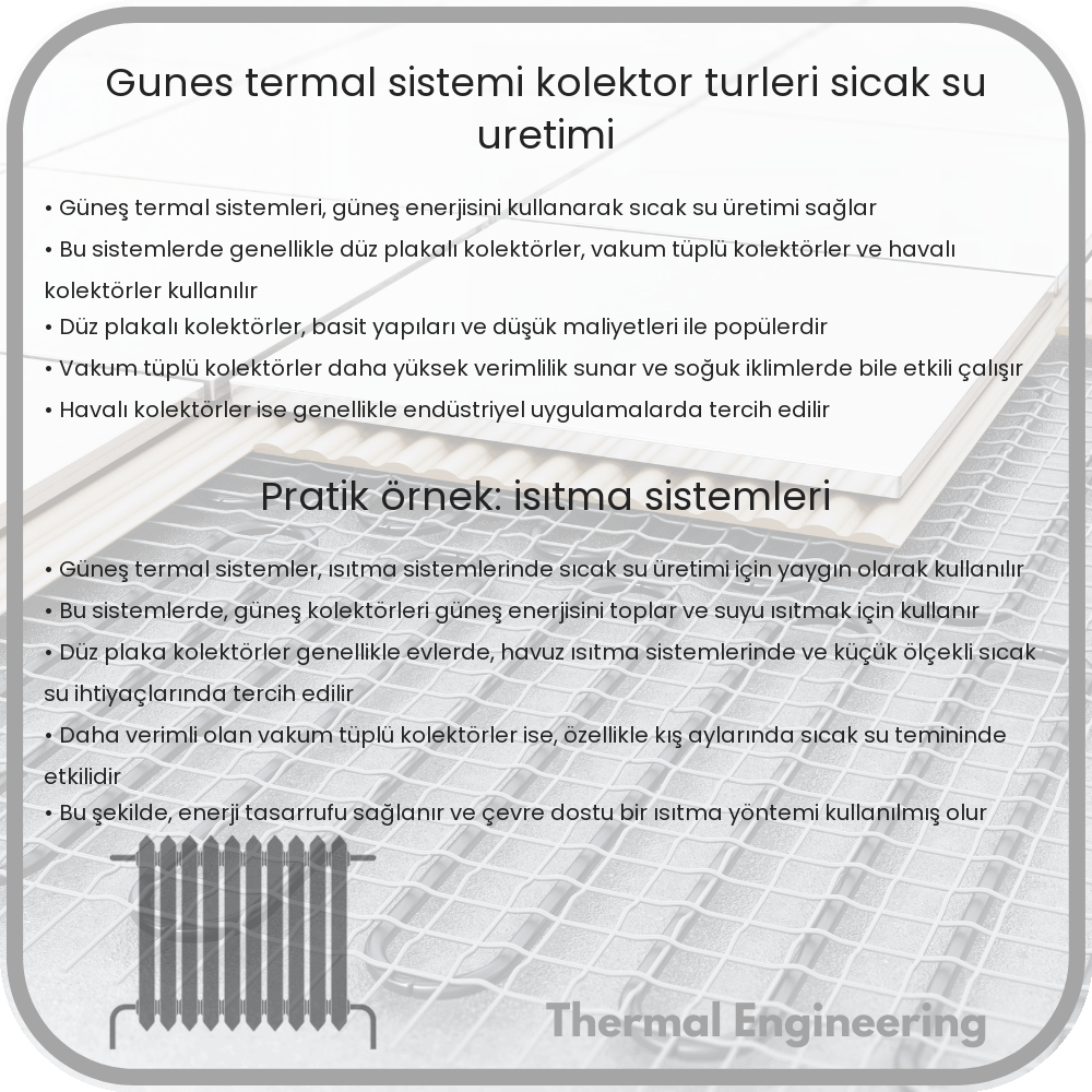 Güneş Termal Sistemi | Kolektör Türleri, Sıcak Su Üretimi