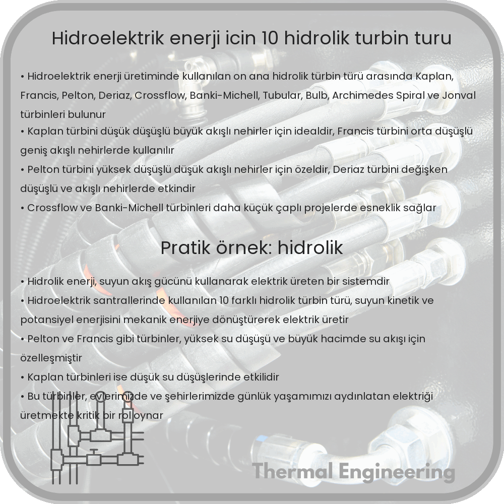 Hidroelektrik Enerji için 10 Hidrolik Türbin Türü