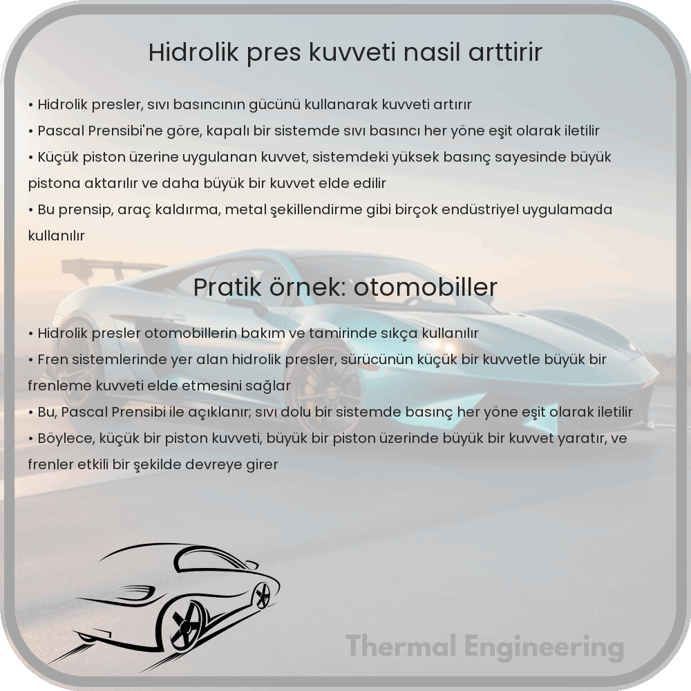 Hidrolik Pres Kuvveti Nasıl Arttırır