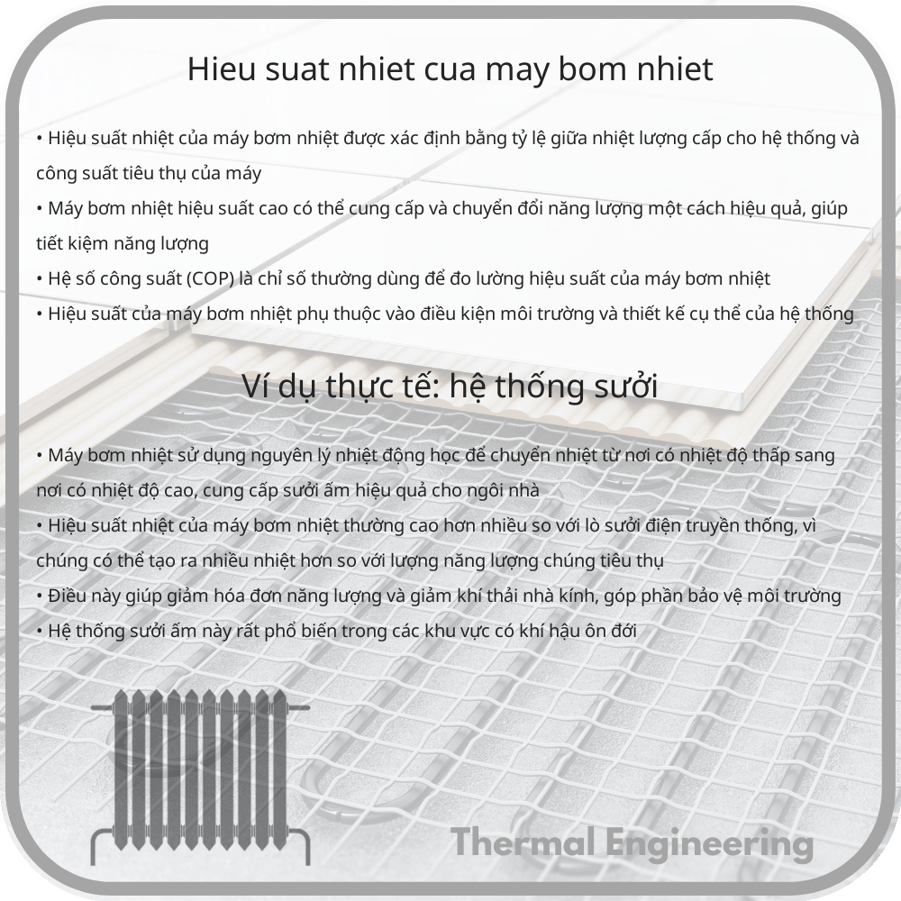 Hiệu suất nhiệt của máy bơm nhiệt