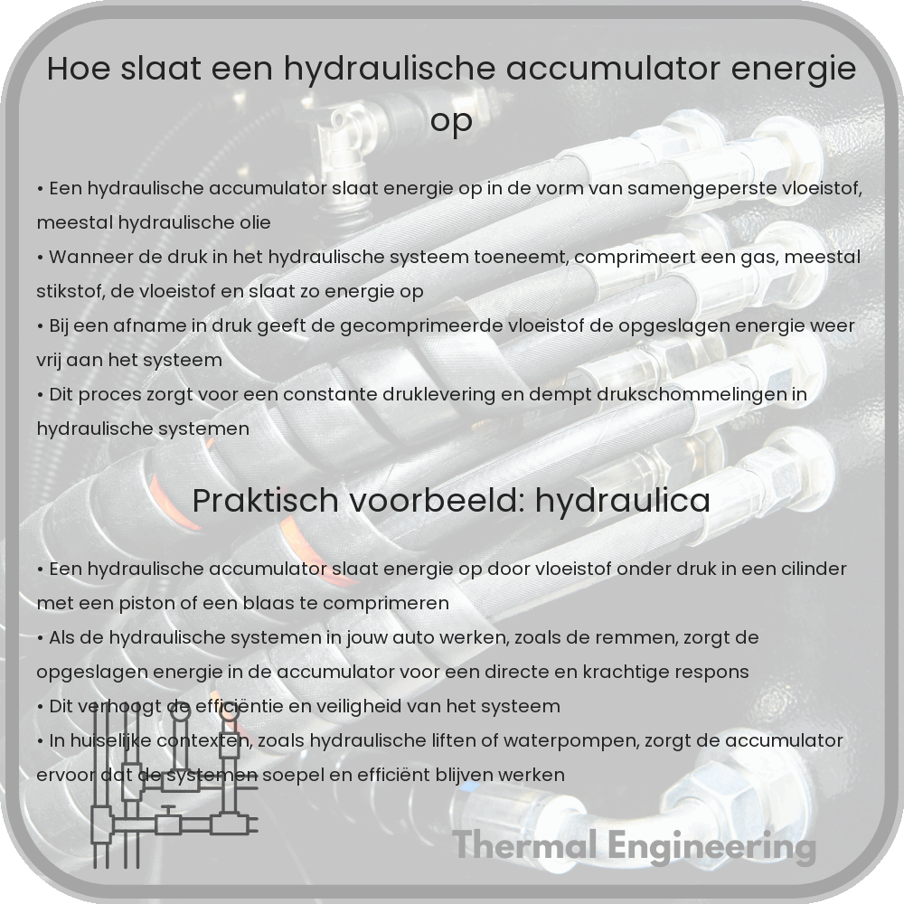 Hoe slaat een hydraulische accumulator energie op?