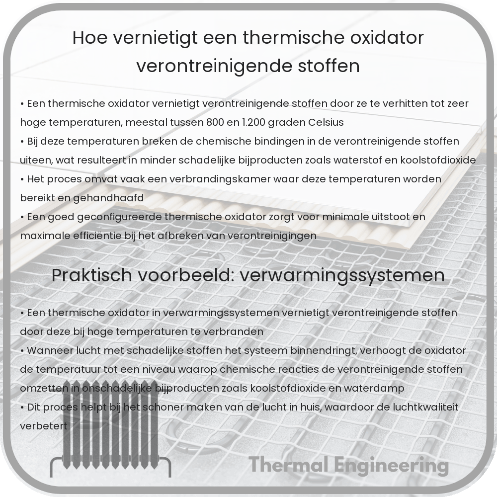 Hoe vernietigt een thermische oxidator verontreinigende stoffen?