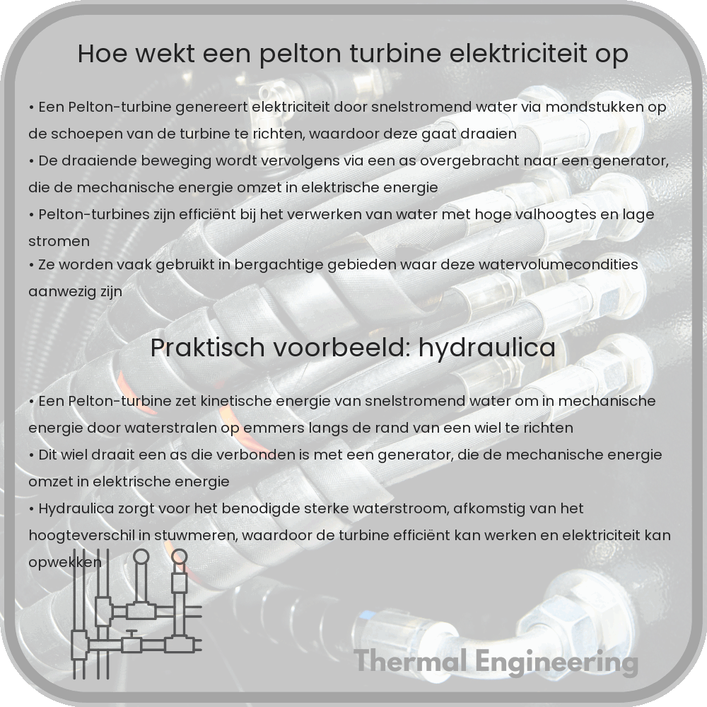 Hoe wekt een Pelton-turbine elektriciteit op?