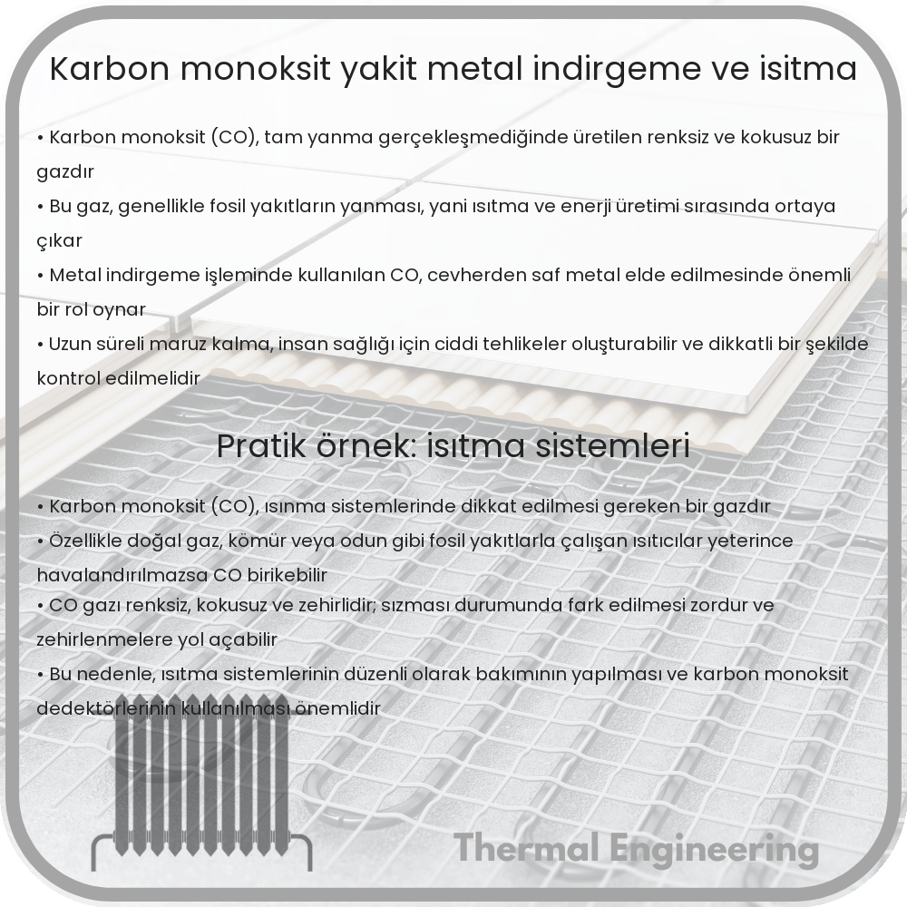 Karbon Monoksit | Yakıt, Metal İndirgeme ve Isıtma