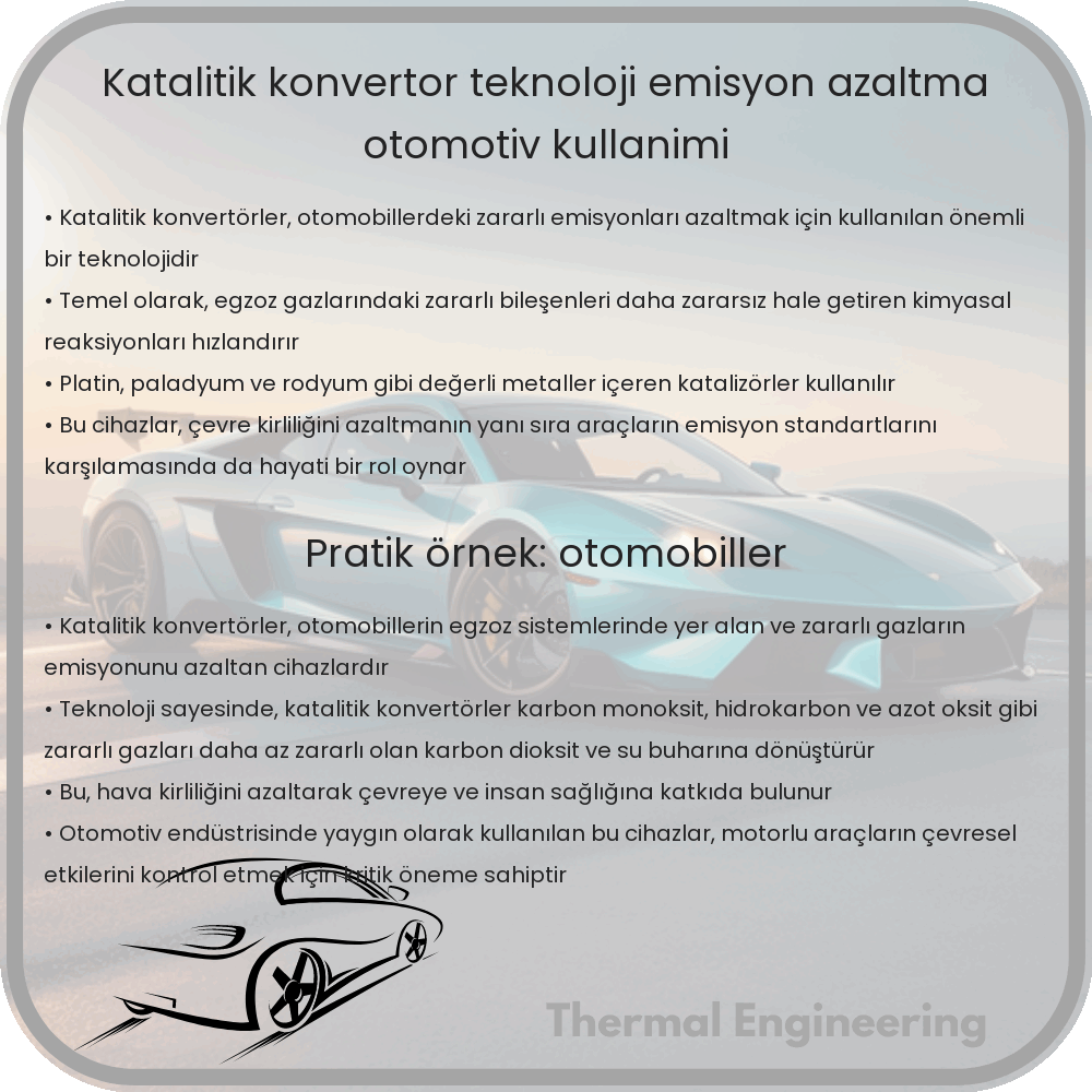 Katalitik Konvertör | Teknoloji, Emisyon Azaltma, Otomotiv Kullanımı