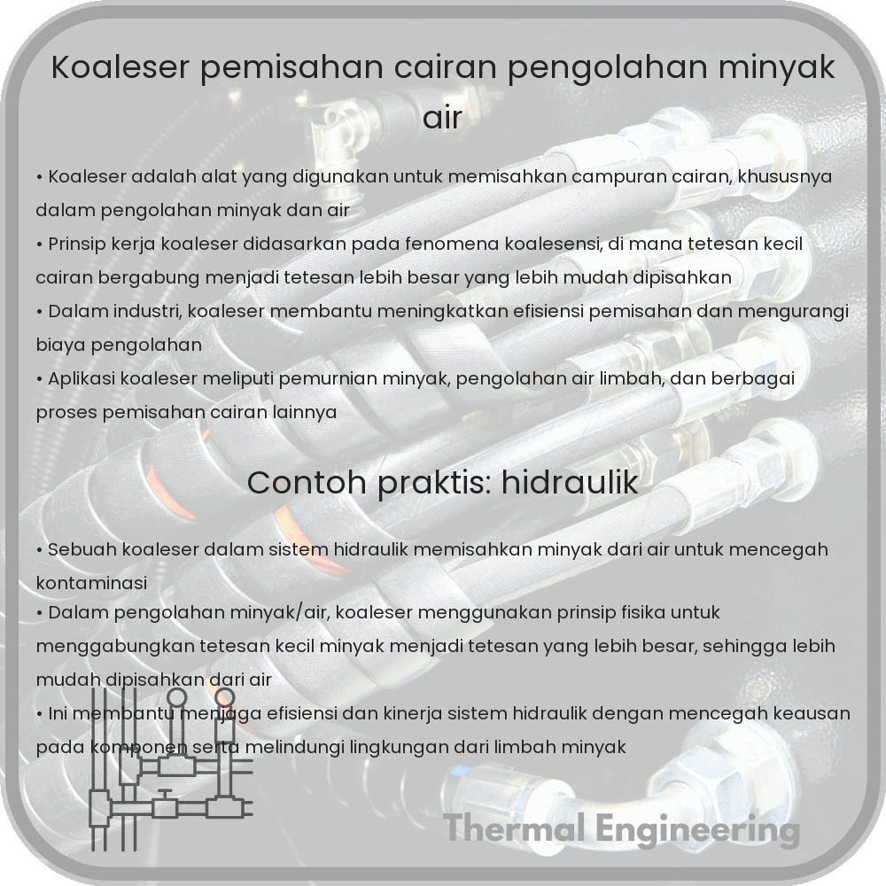 Koaleser | Pemisahan Cairan, Pengolahan Minyak/Air