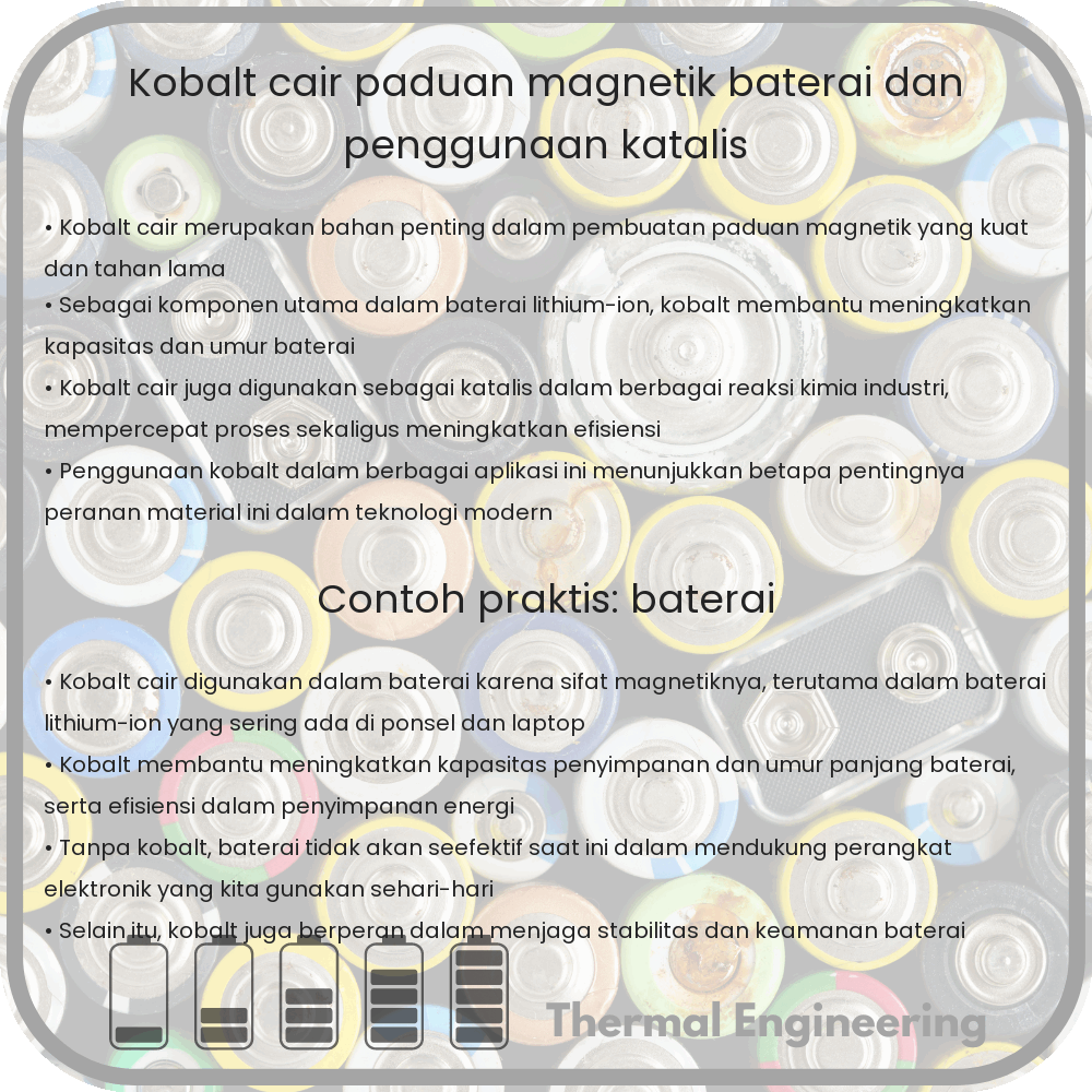 Kobalt Cair | Paduan Magnetik, Baterai, dan Penggunaan Katalis
