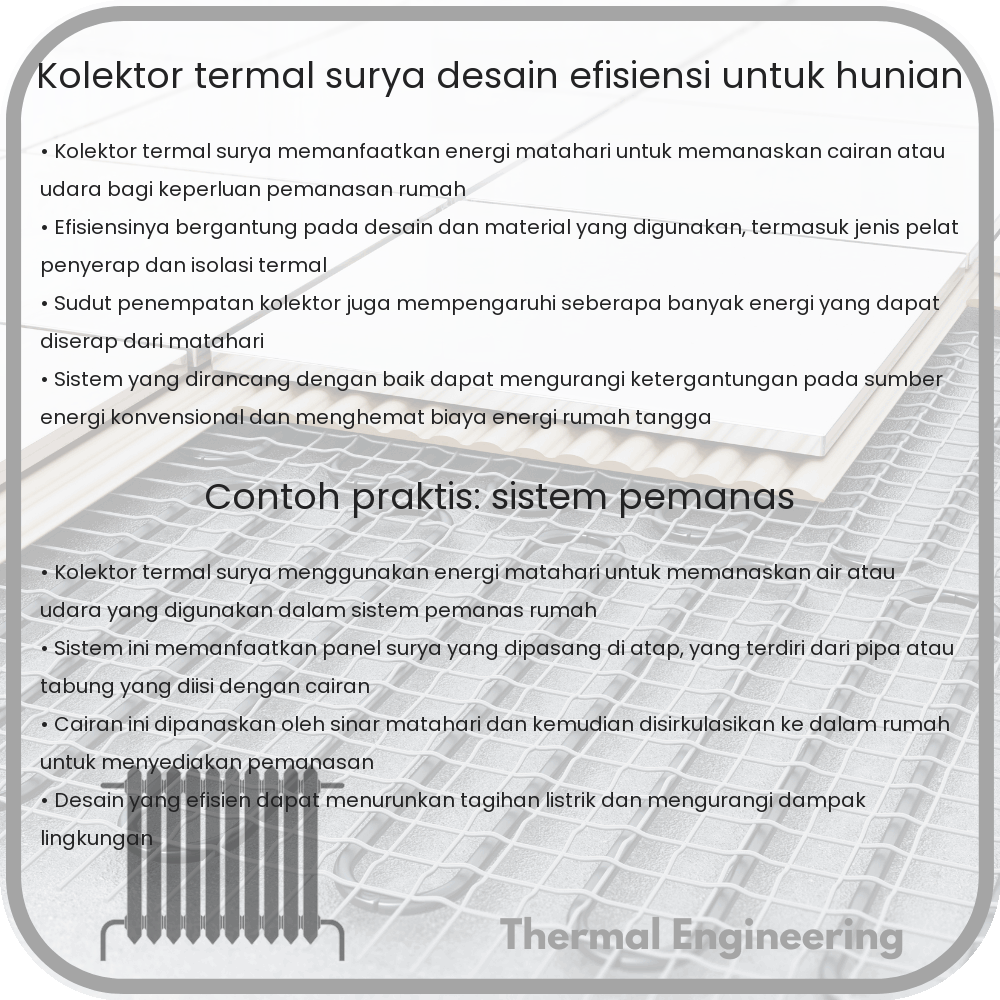 Kolektor Termal Surya | Desain & Efisiensi untuk Hunian
