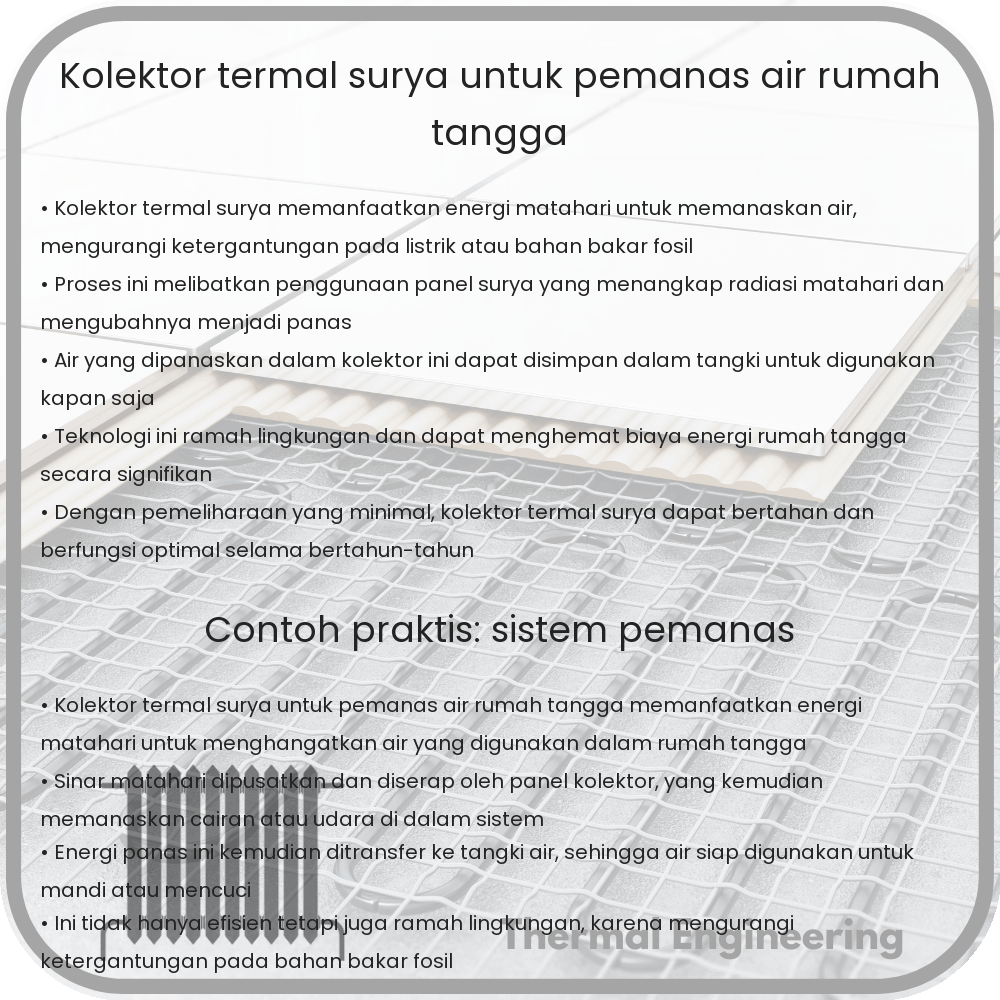 Kolektor Termal Surya untuk Pemanas Air Rumah Tangga