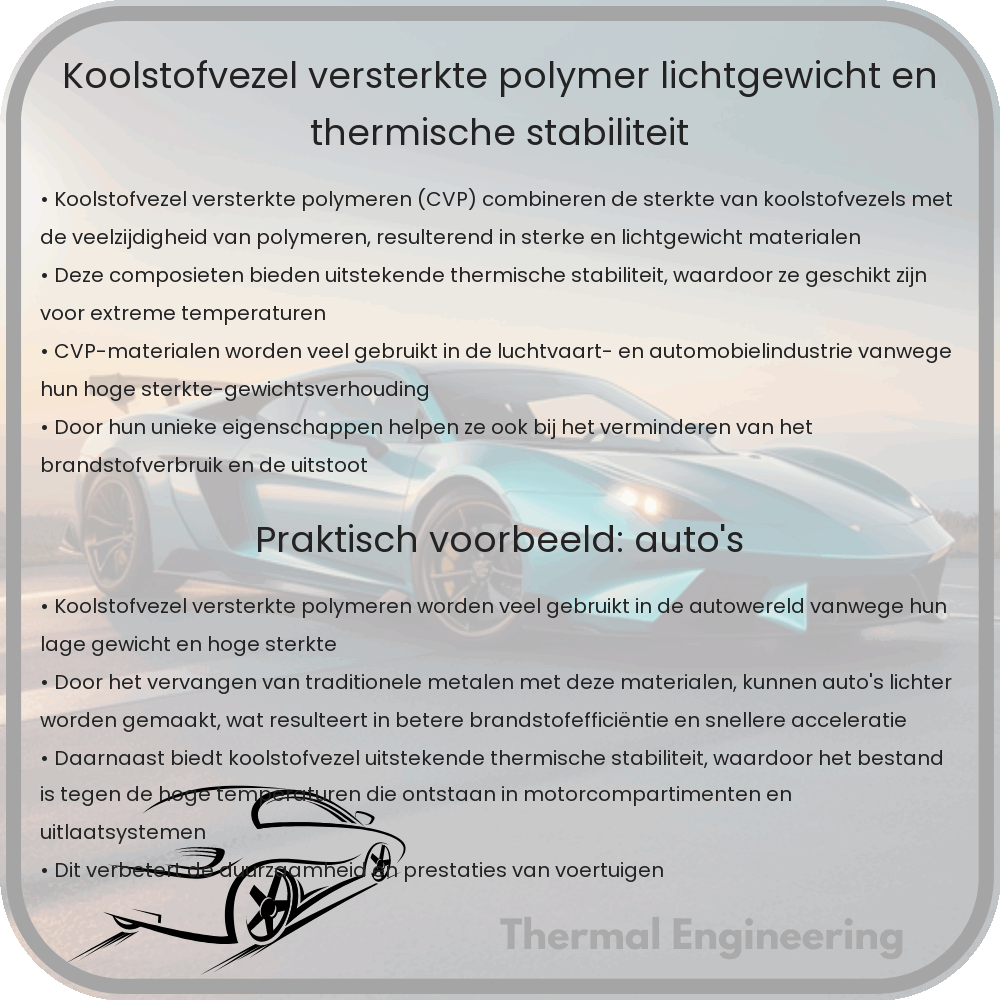 Koolstofvezel Versterkte Polymer | Lichtgewicht en Thermische Stabiliteit