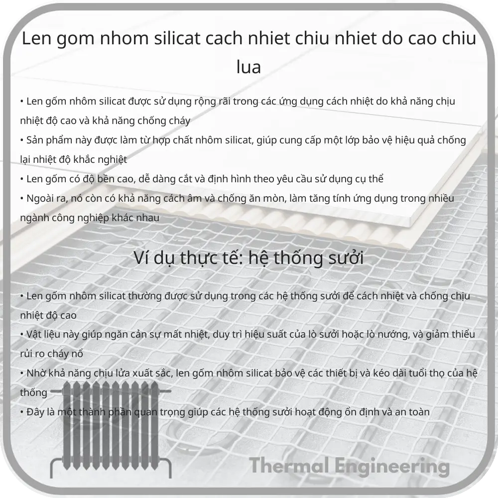 Len Gốm Nhôm Silicat | Cách Nhiệt Chịu Nhiệt Độ Cao, Chịu Lửa