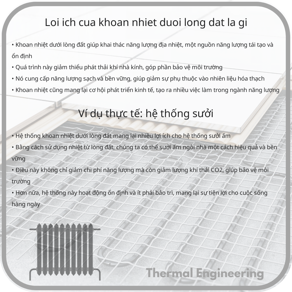 Lợi ích của khoan nhiệt dưới lòng đất là gì?