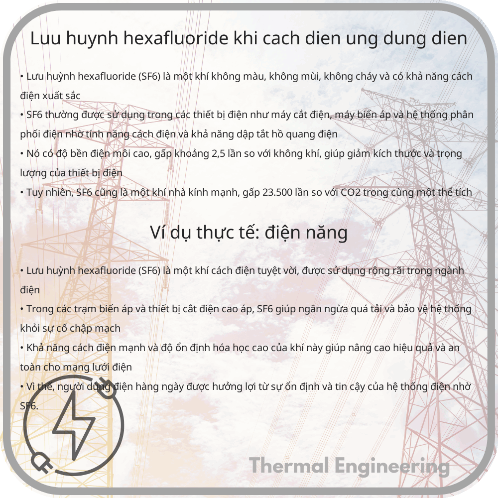 Lưu Huỳnh Hexafluoride | Khí Cách Điện, Ứng Dụng Điện