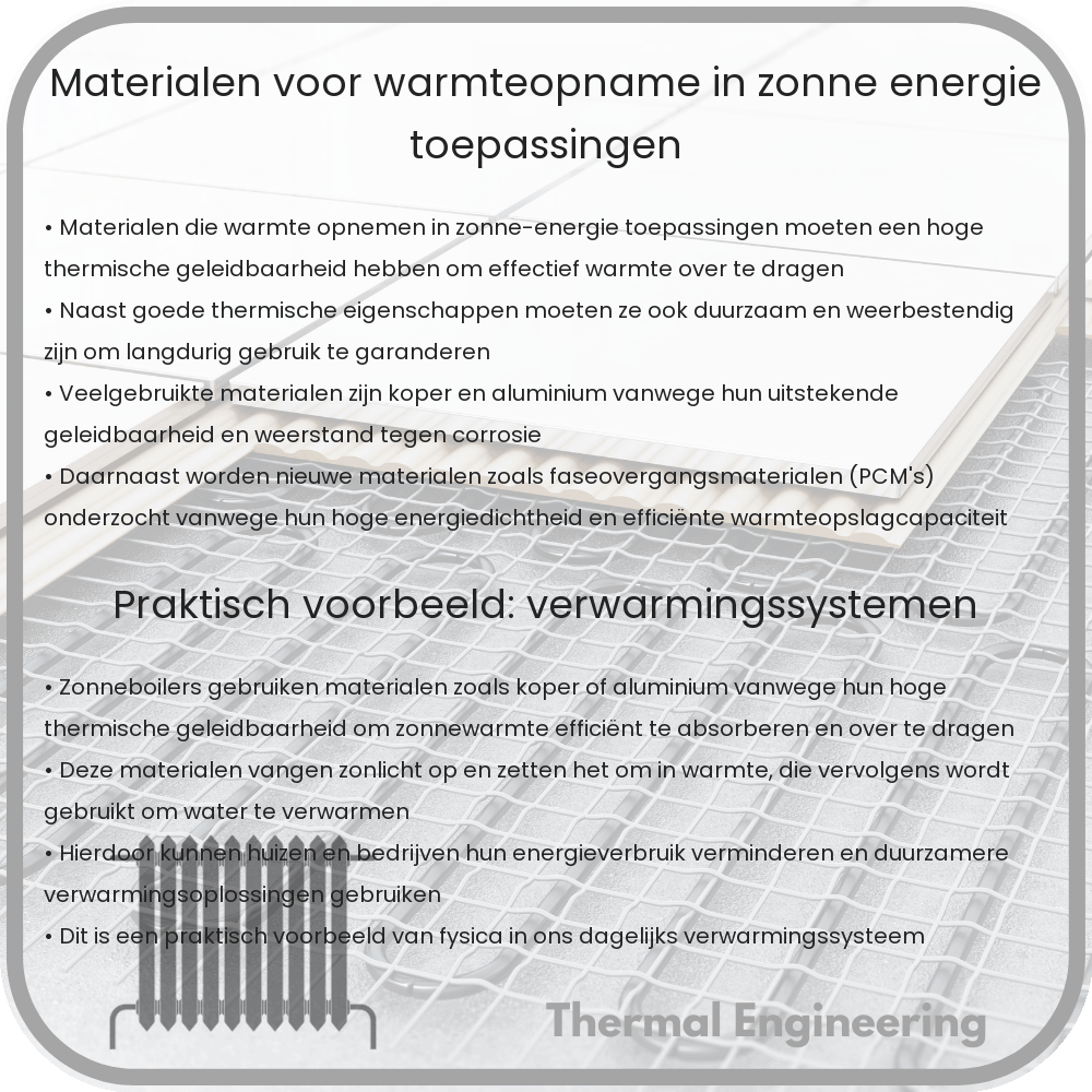 Materialen voor warmteopname in zonne-energie toepassingen