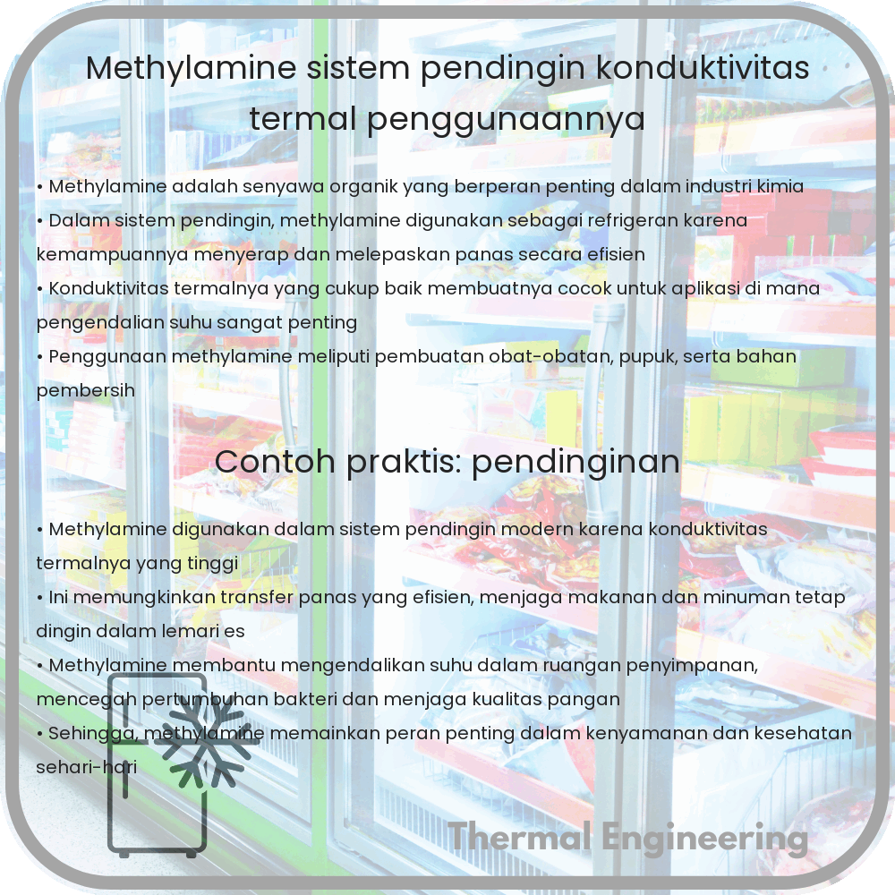 Methylamine | Sistem Pendingin, Konduktivitas Termal & Penggunaannya