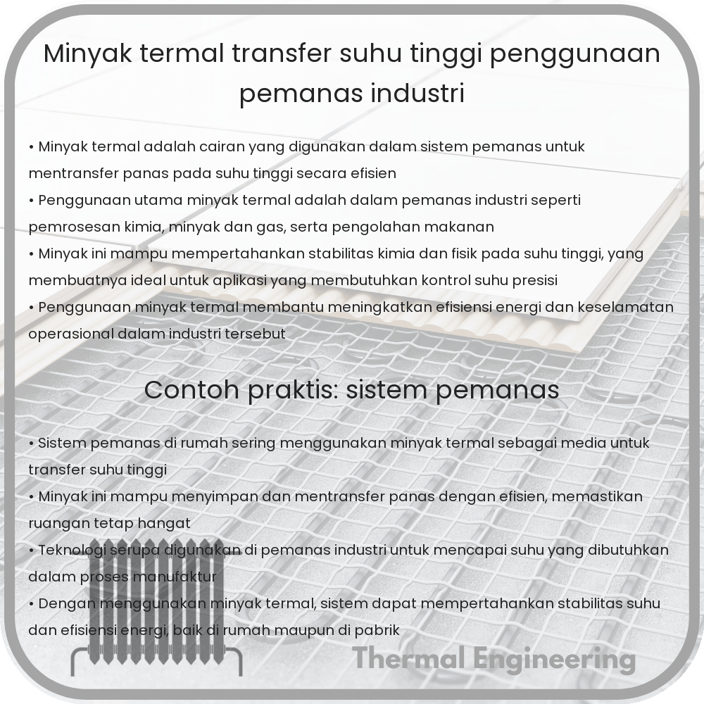 Minyak Termal | Transfer Suhu Tinggi, Penggunaan Pemanas Industri