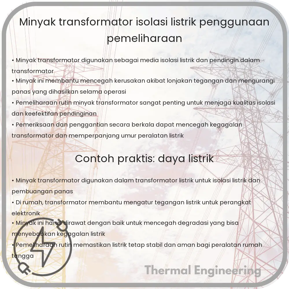 Minyak Transformator | Isolasi Listrik, Penggunaan Pemeliharaan