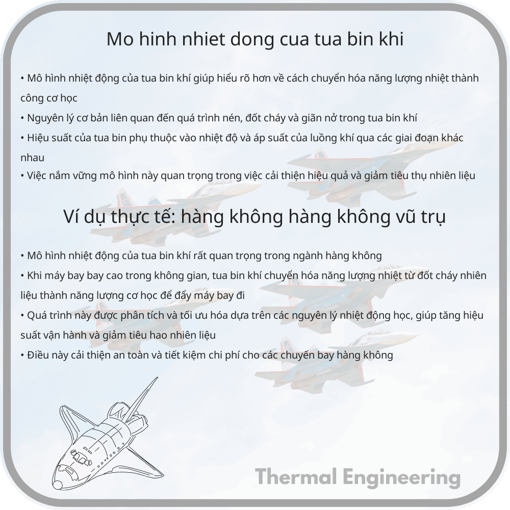 Mô hình nhiệt động của tua bin khí