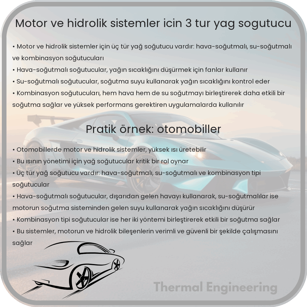 Motor ve Hidrolik Sistemler için 3 Tür Yağ Soğutucu