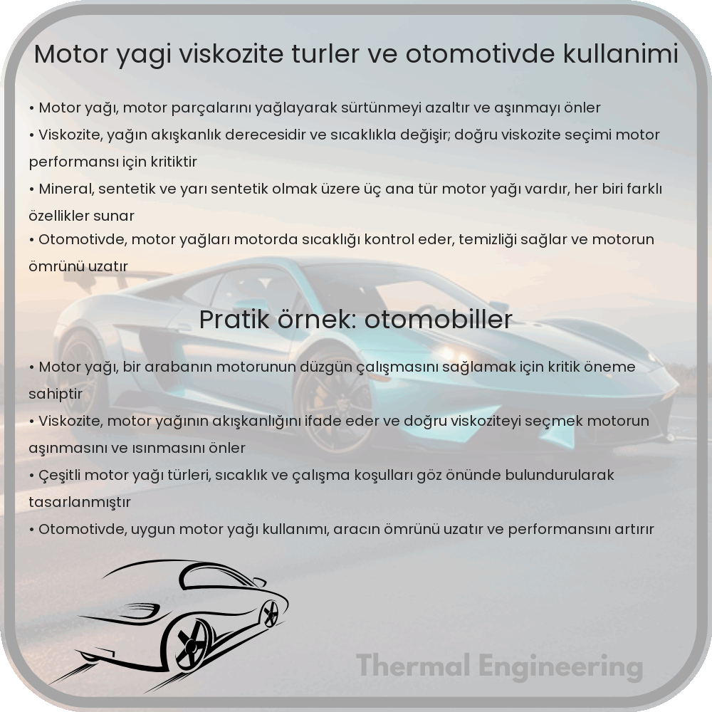 Motor Yağı | Viskozite, Türler ve Otomotivde Kullanımı