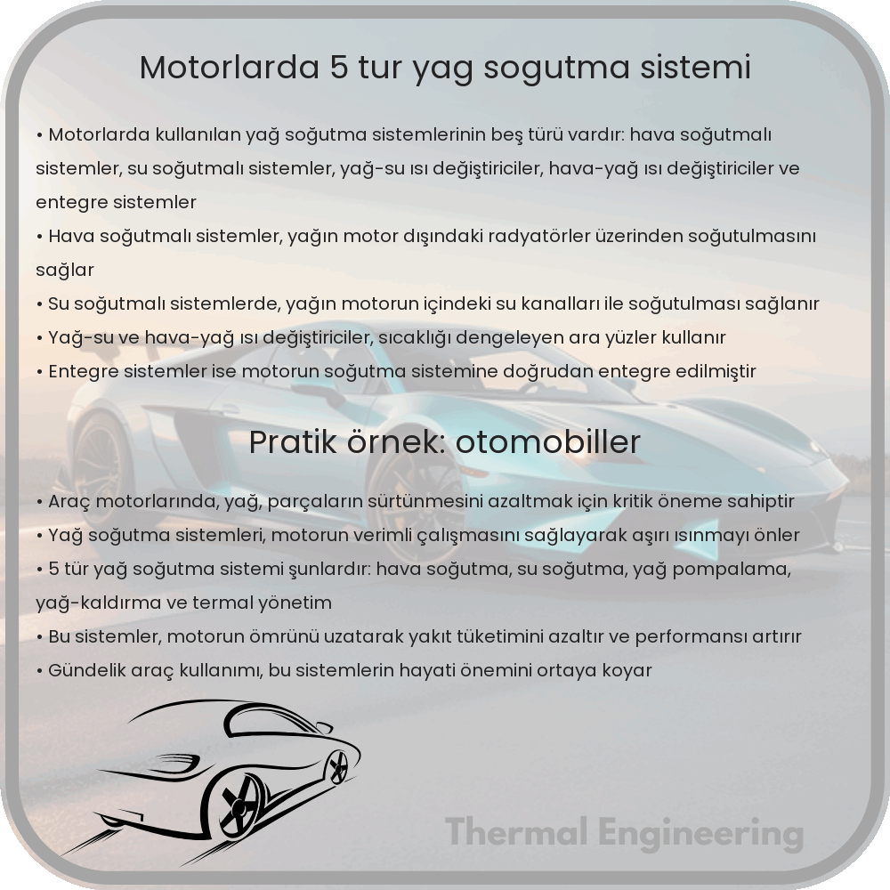 Motorlarda 5 Tür Yağ Soğutma Sistemi