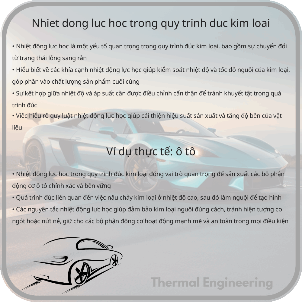 Nhiệt động lực học trong quy trình đúc kim loại