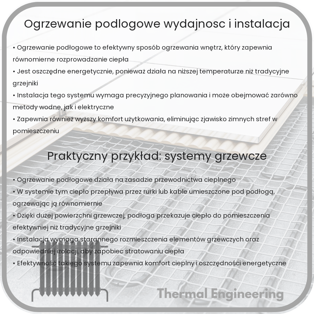 Ogrzewanie podłogowe | Wydajność i Instalacja