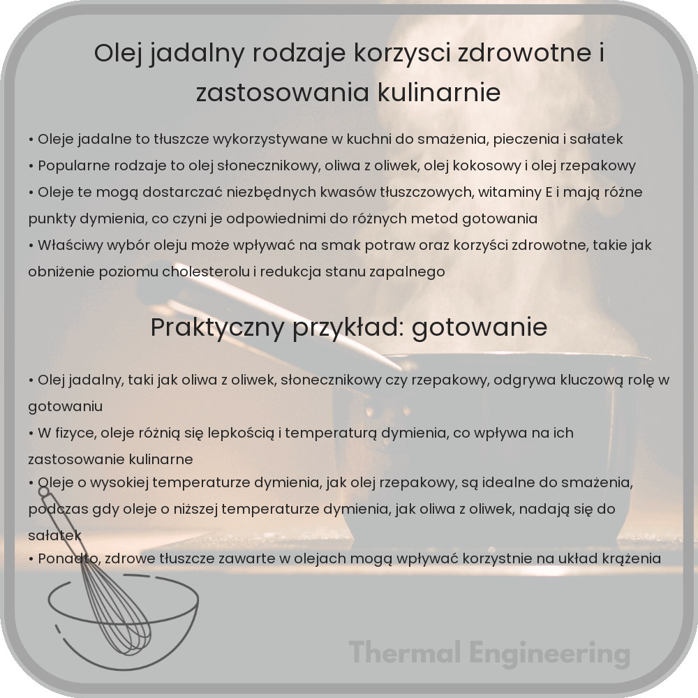 Olej jadalny | Rodzaje, Korzyści Zdrowotne i Zastosowania Kulinarnie
