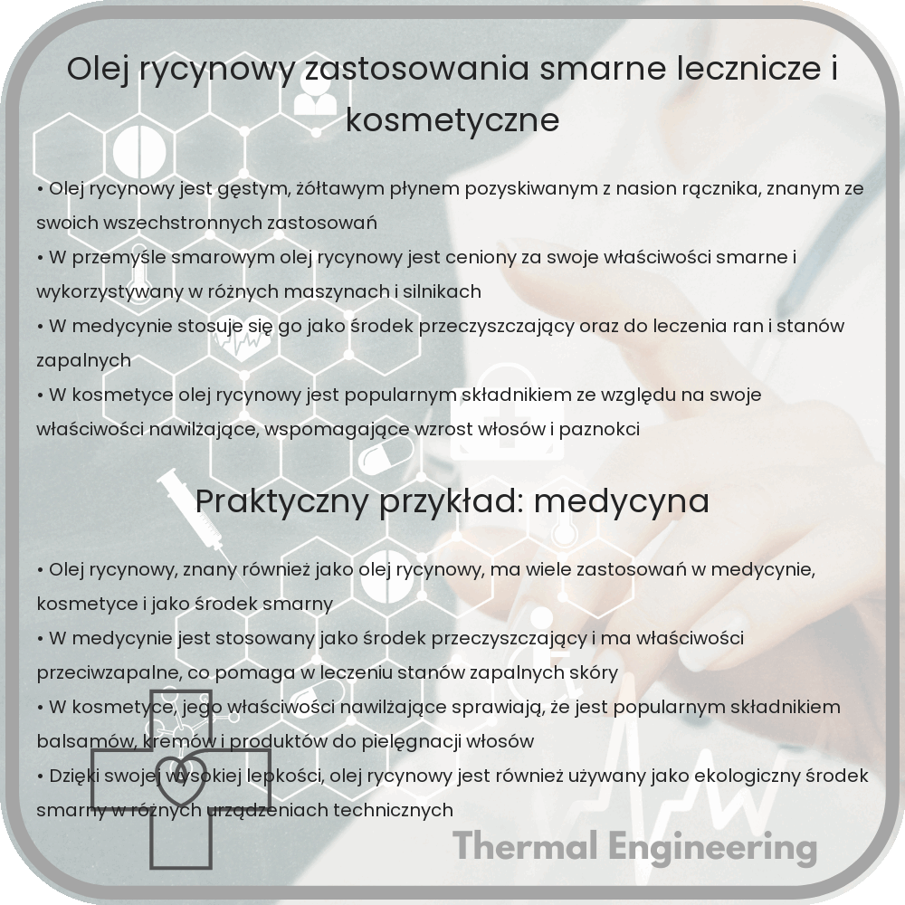 Olej rycynowy | Zastosowania smarne, lecznicze i kosmetyczne